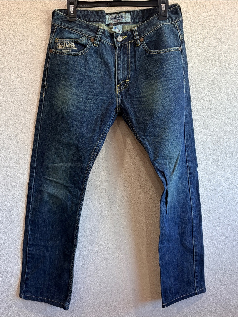 Vintage Von Dutch Men's Dark Blue Straight Jeans